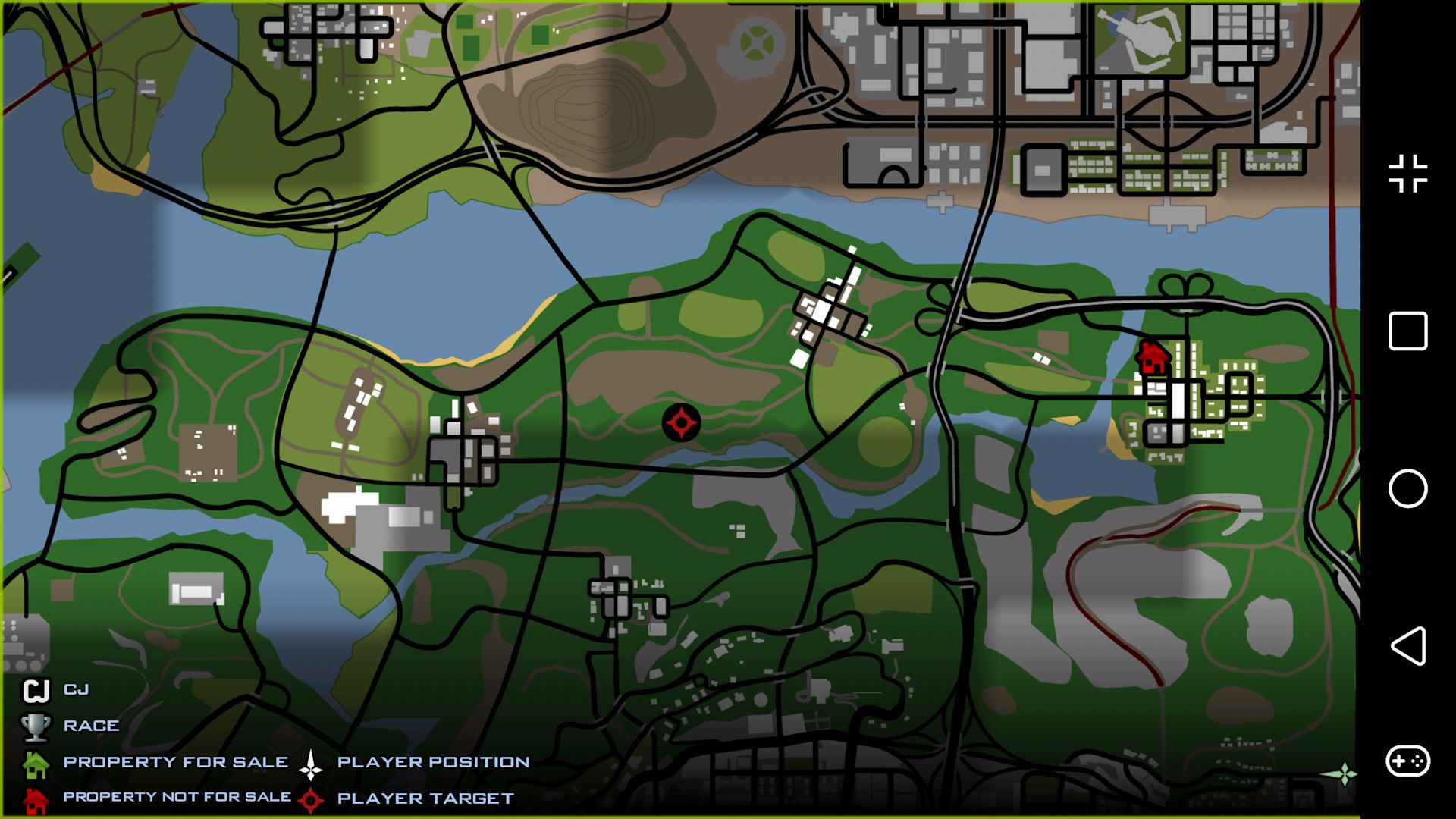 مخفیگاه کاتالینا (Catalina’s Hideout) در بازی جی‌تی‌ای سن آندریاس (GTA: San Andreas) روی نقشه