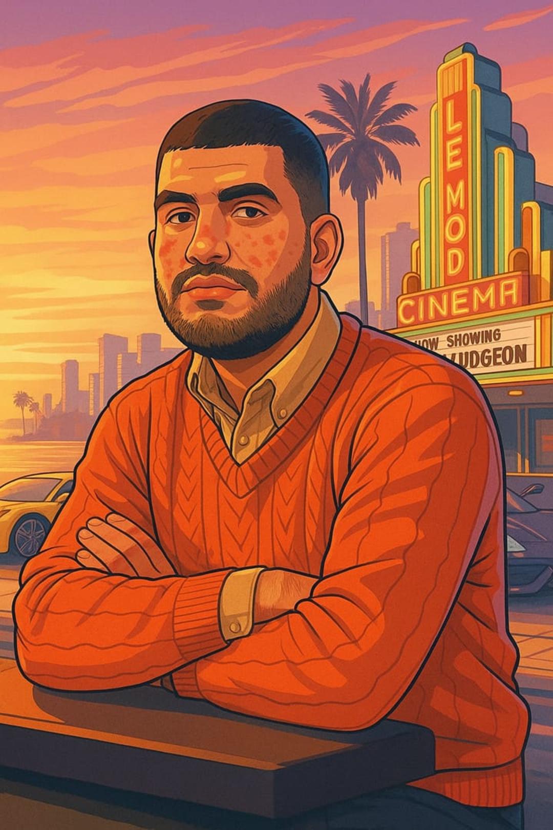 تصویر شخصی نویسنده در فضای GTA با کمک هوش مصنوعی ChatGPT