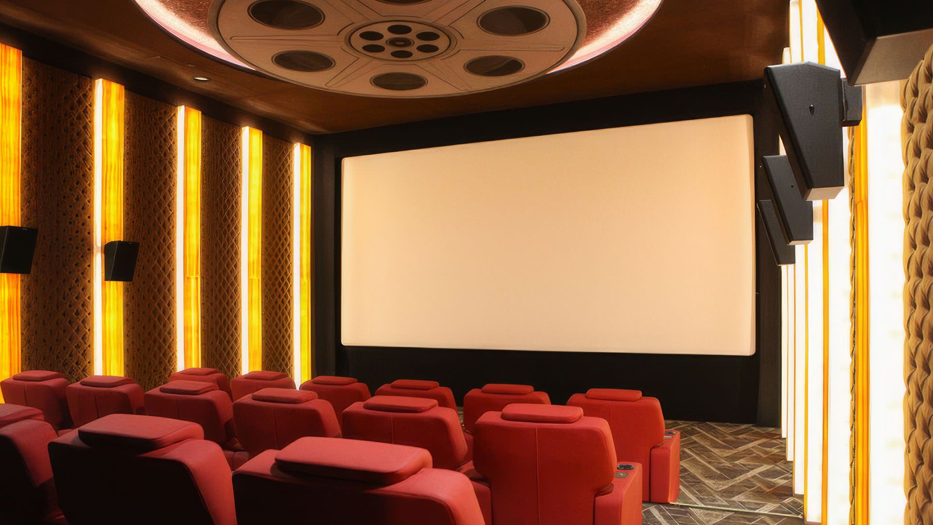 پرده سینما و صندلی‌های خالی از تماشاگر