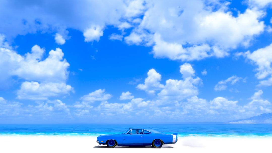 حرکت خودروی کلاسیک در امتداد ساحل در بازی Forza Horizon 5