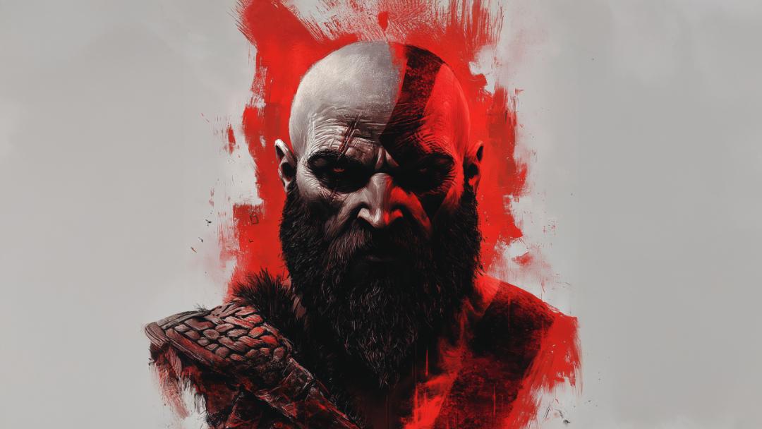 یک فن آرت زیبا و جذاب از چهره کریتوس (Kratos) در بازی God of War Ragnarök
