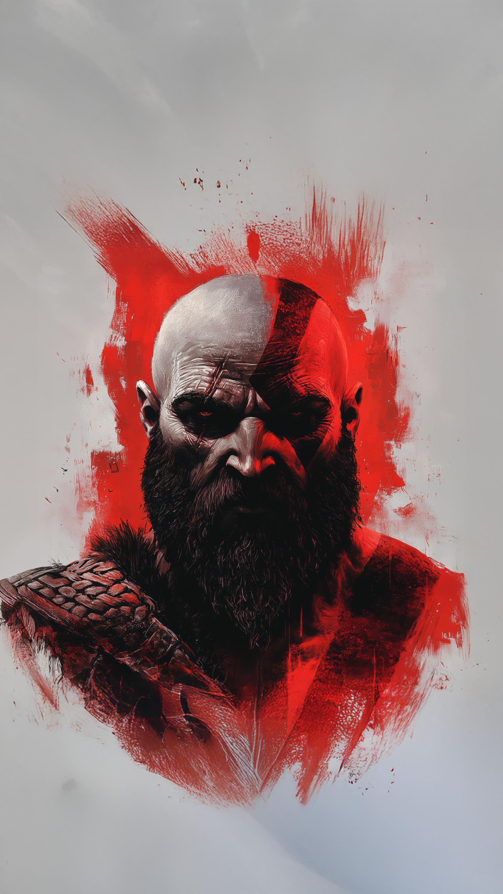 یک فن آرت زیبا و جذاب از چهره کریتوس (Kratos) در بازی God of War Ragnarök