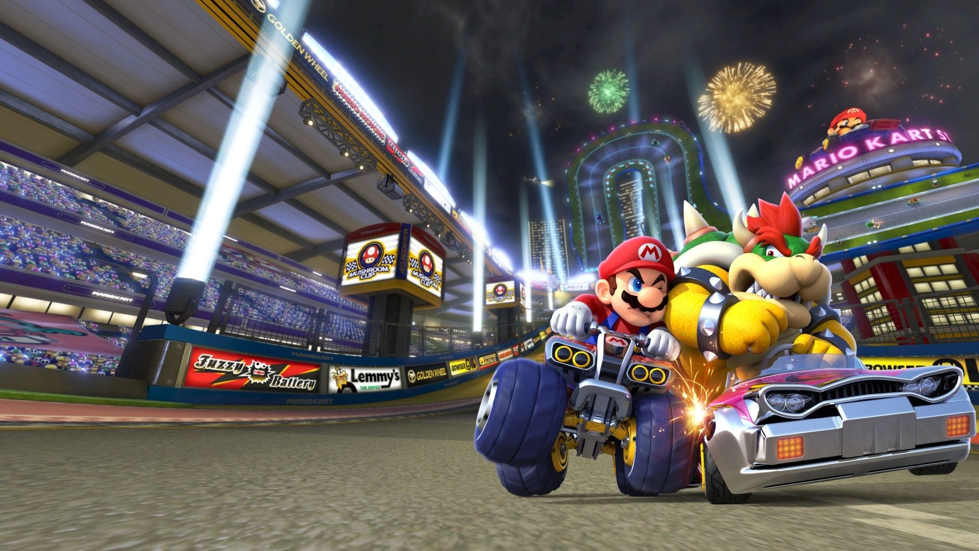 رقابت پهلو به پهلوی شخصیت‌ها در بازی Mario Kart 8 Deluxe