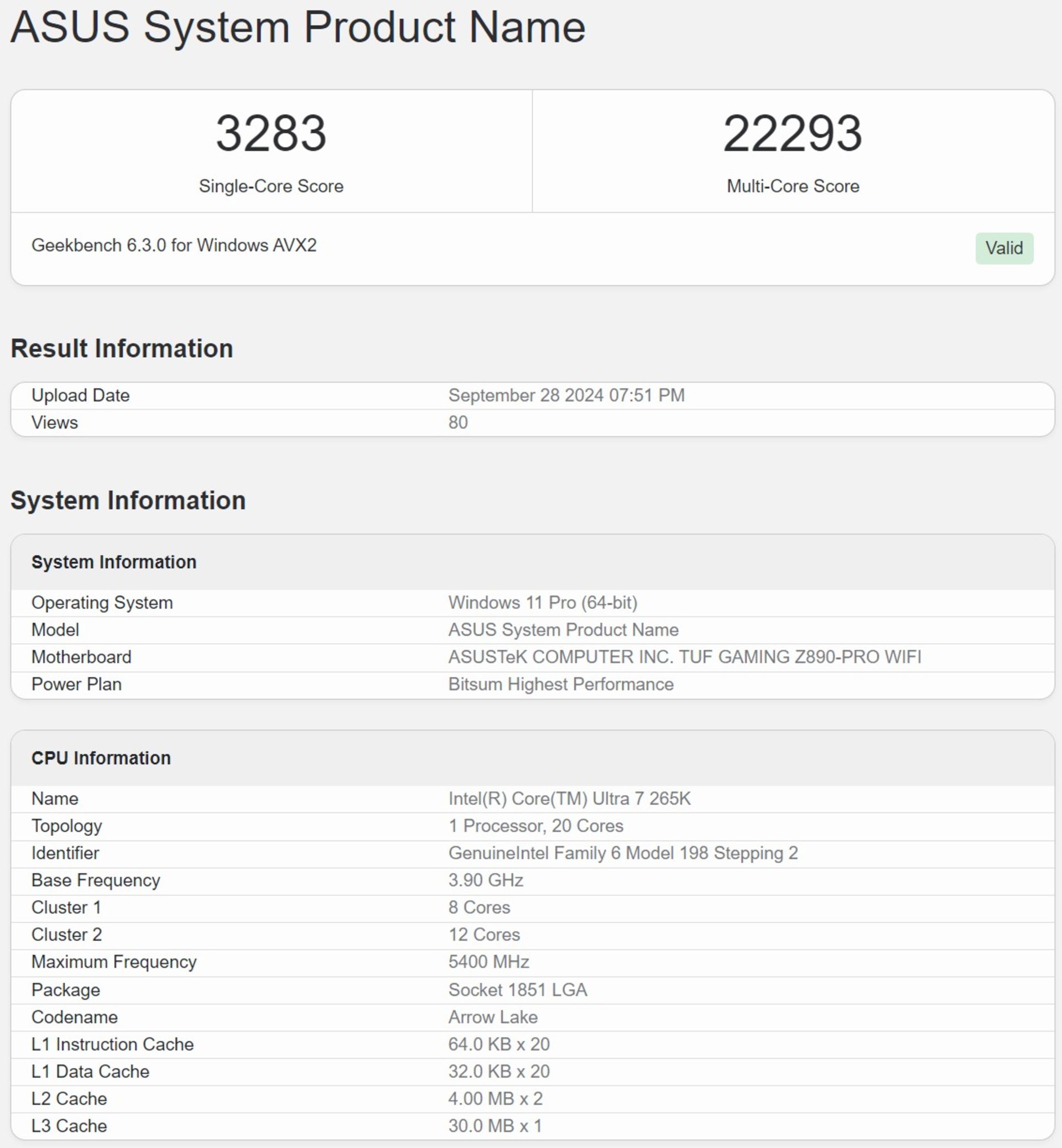 نتایج عملکرد پردازنده Intel Core Ultra 7 265K