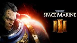 تصویر نزدیک از چهره جنگجوی زره‌پوش در بازی Space Marine 3 با پس‌زمینه آتشین