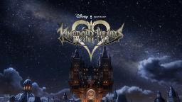 لوگوی طلایی بازی Kingdom Hearts Missing-Link بر فراز قلعه‌ای باشکوه در شب پرستاره