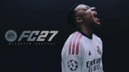 کیلیان امباپه با پیراهن رئال مادرید در حال فریاد زدن در کاور بازی EA Sports FC 27