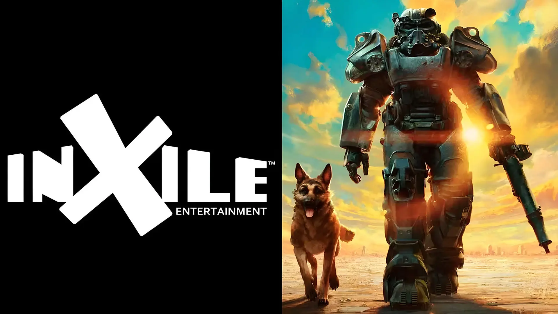 لوگوی سفید استودیو inXile در کنار شخصیت بازی Fallout