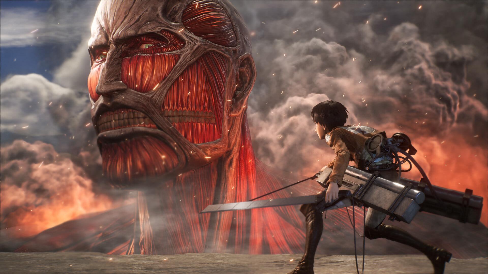 غول تایتان در مقابل شخصیت اصلی بازی Attack on Titan 3