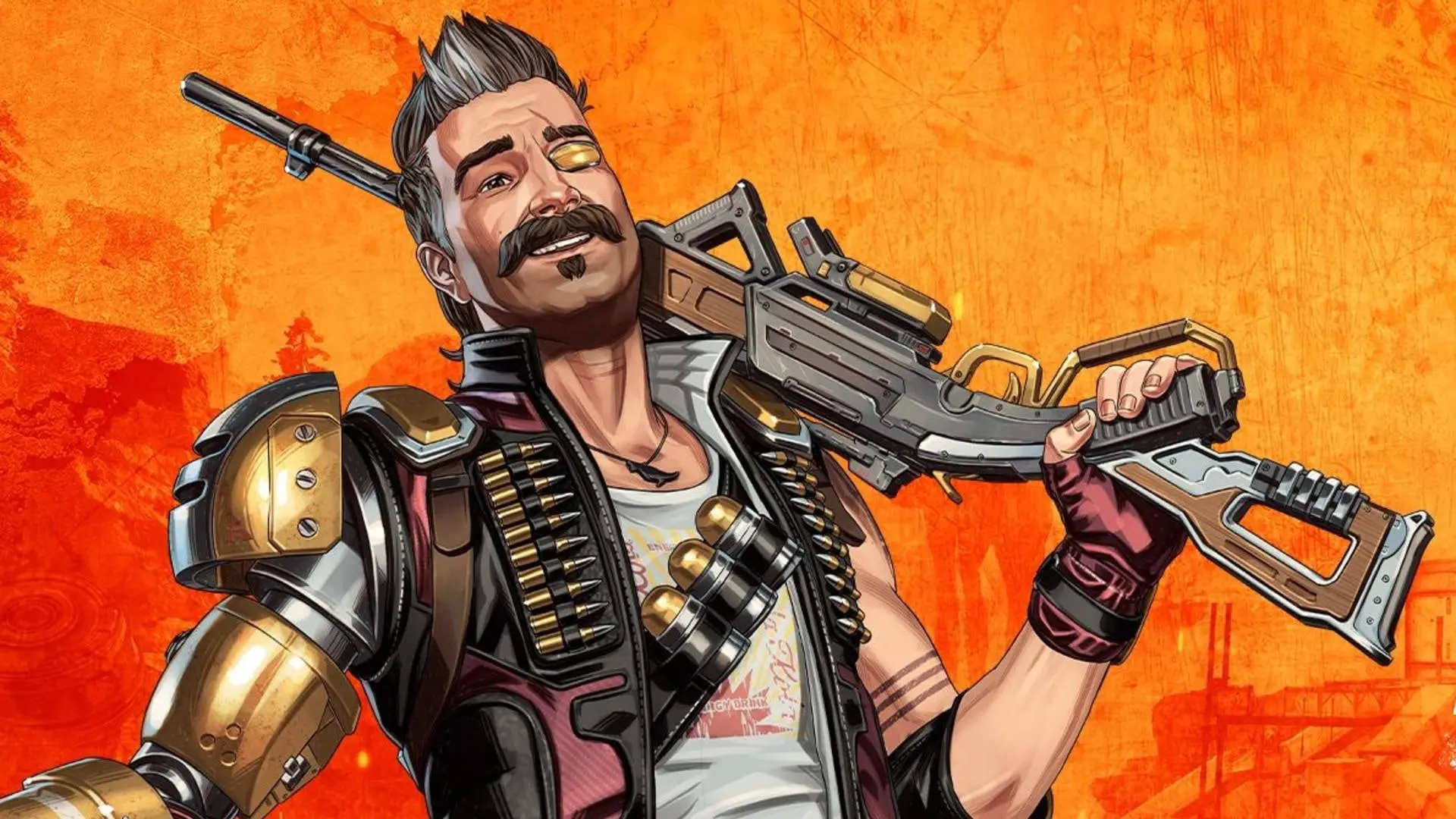شخصیت مرد با چشم مصنوعی و سلاح در بازی Apex Legends