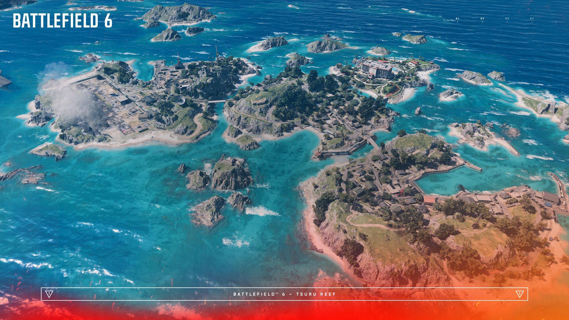 محیط جزیره‌ای و ساحلی نقشه Tsuru Reef در بازی Battlefield 6