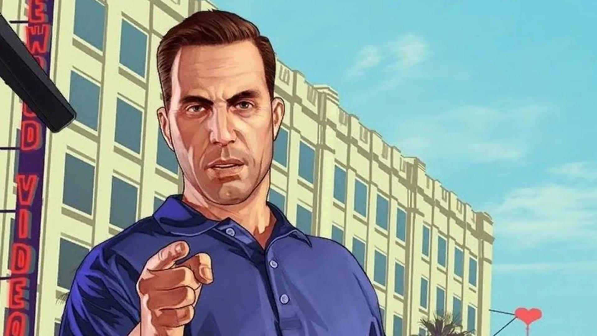 تصویر کارتونی مردی با پیراهن آبی در GTA 5