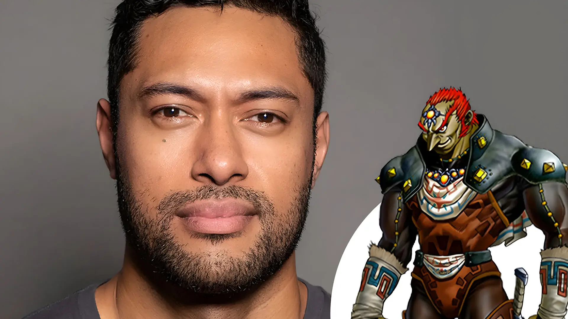 چهره اولی لاتوکفو (Uli Latukefu) در کنار شخصیت گانندورف (Ganondorf) از بازی زلدا
