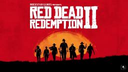 شخصیت‌های بازی Red Dead Redemption II در برابر خورشید در پس‌زمینه قرمز