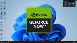 لوگوی سرویس گیمینگ ابری GeForce NOW (GeForce NOW) روی پس‌زمینه ویندوز