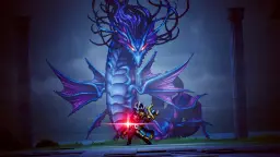اژدهای آبی بزرگ (Blue Dragon) در مقابل جنگجوی روشنایی در بازی Final Fantasy Resonance