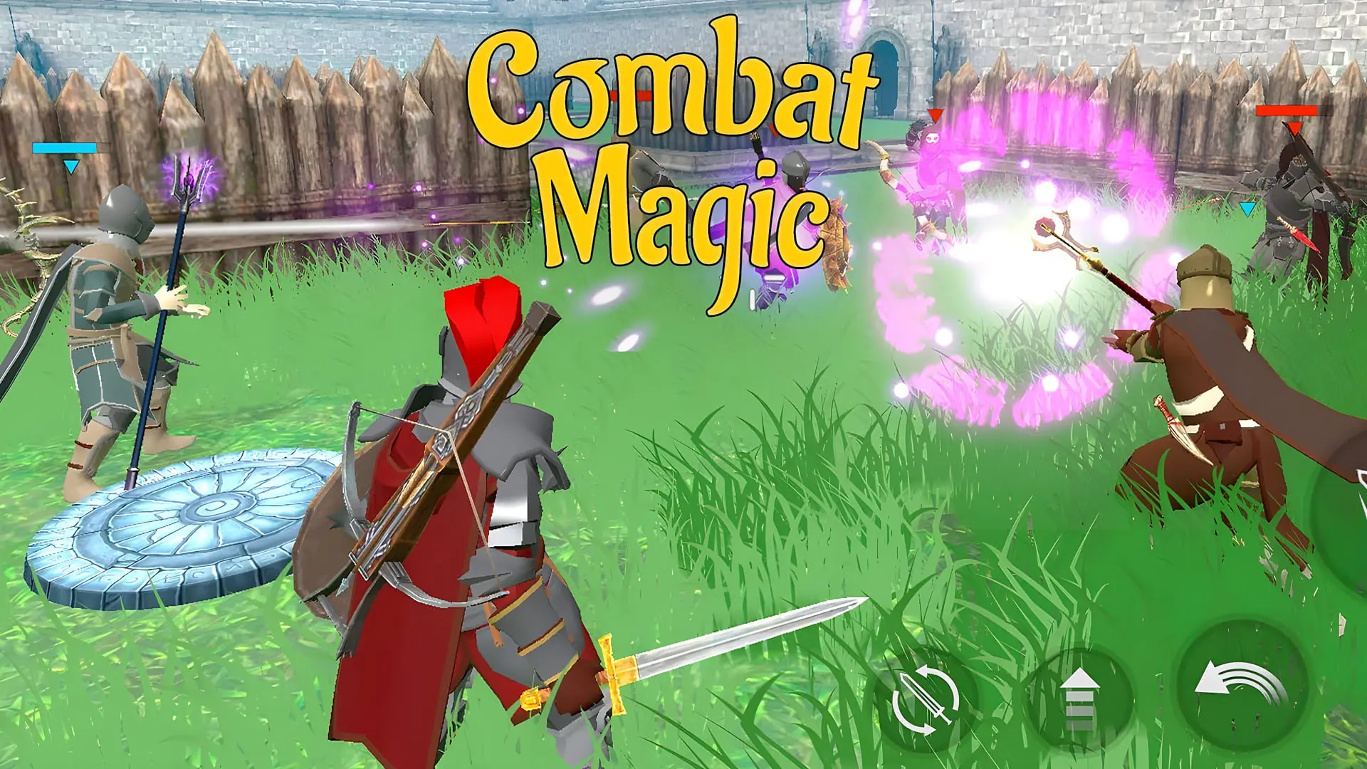مبارزه شخصیت‌های بازی Combat Magic با استفاده از شمشیر و جادو در میدان نبرد