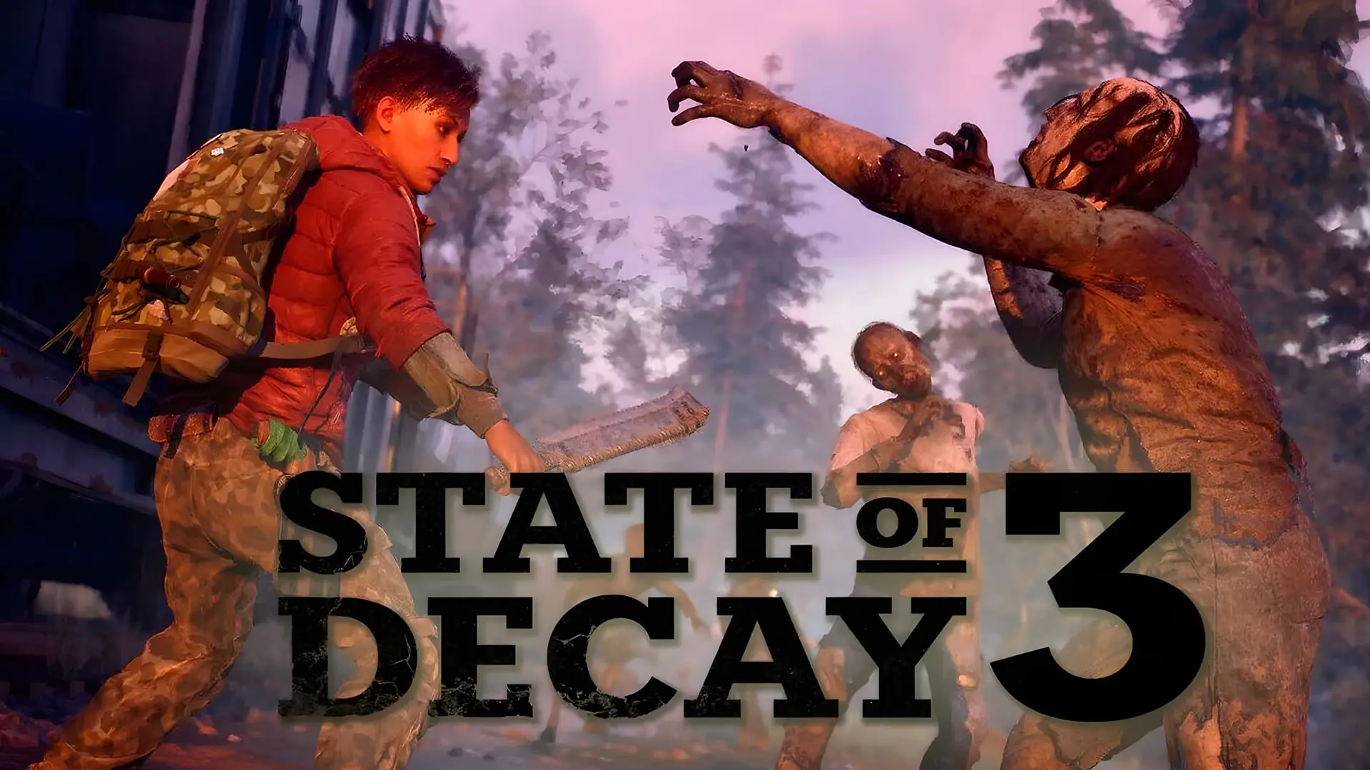 مبارزه شخصیت بازی با زامبی‌ها در محیط جنگلی State of Decay 3