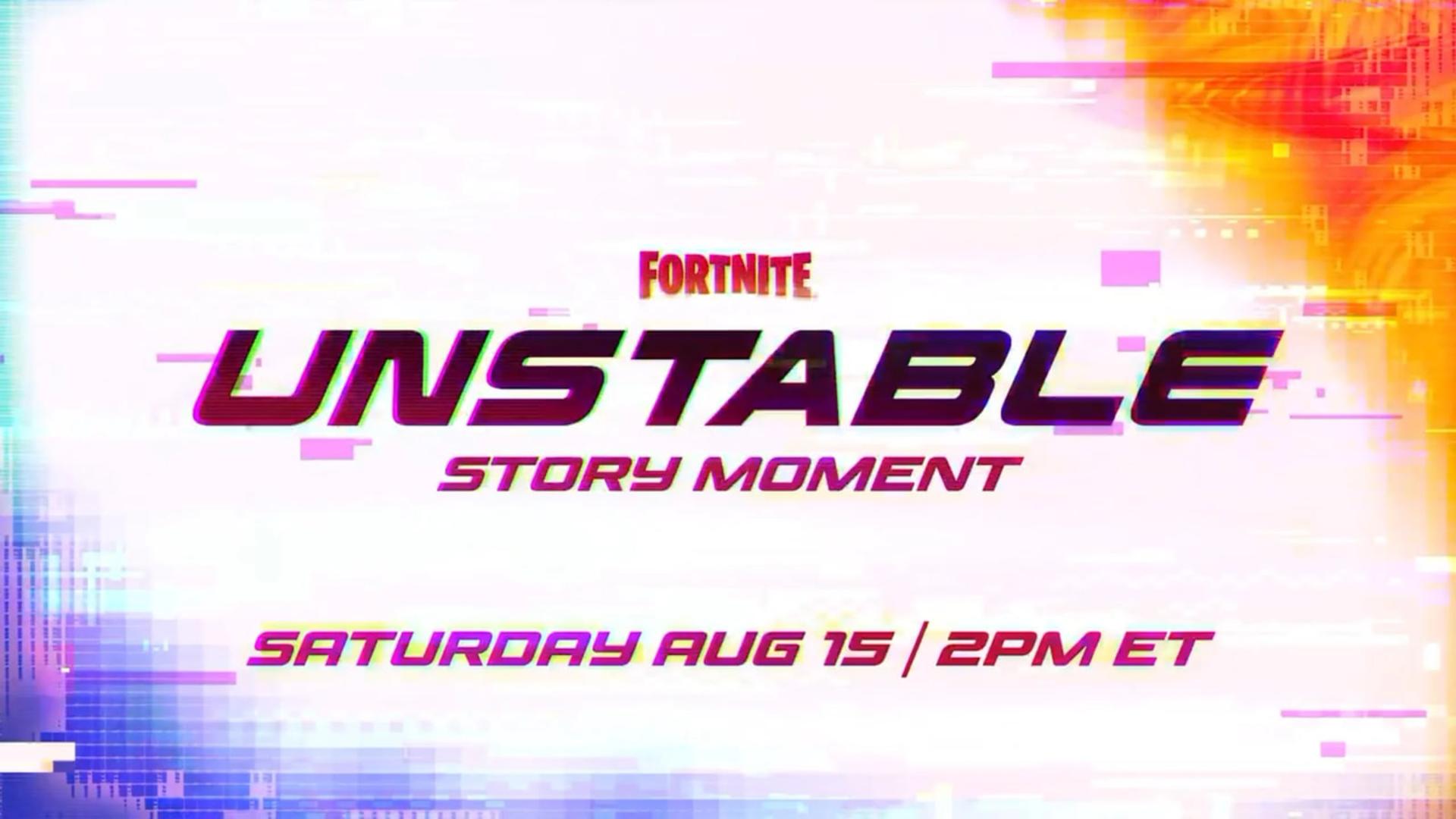 لوگوی Unstable Story Moment در بازی فورتنایت (Fortnite) با پس‌زمینه دیجیتال