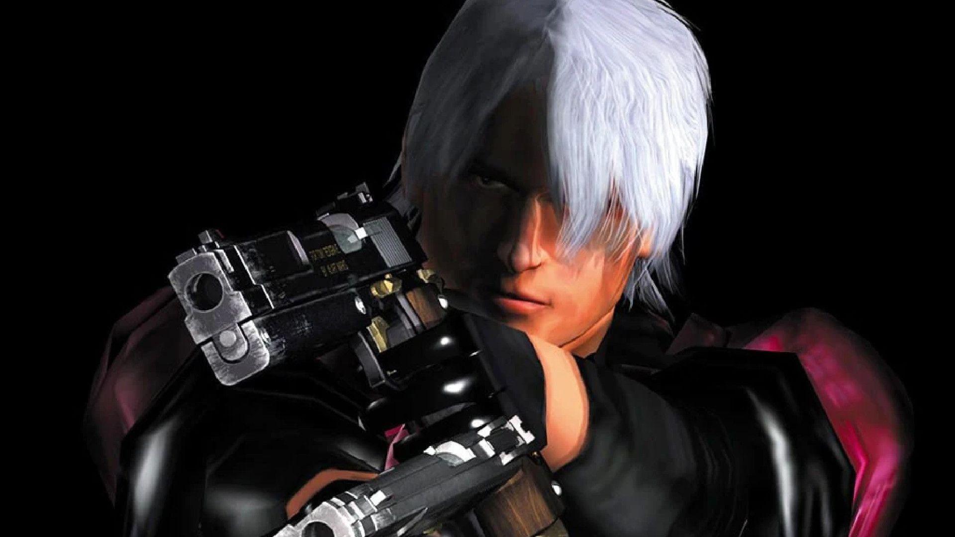 شخصیت دانته (Dante) از بازی Devil May Cry با تفنگ در دست