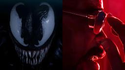 چهره شخصیت ونوم (Venom) در کنار تصویری از شخصیت بلید (Blade)
