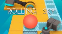 توپ قرمز در مسیر بازی Rolling Sky روی سکوهای زرد