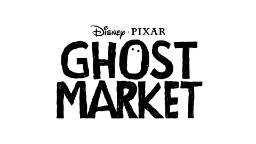 لوگوی انیمیشن Ghost Market (Ghost Market) با فونت سیاه و طرح روح
