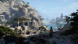 منظره‌ای از دنیای بازی Resonance: A Plague Tale Legacy با سواحل صخره‌ای و کشتی‌ها