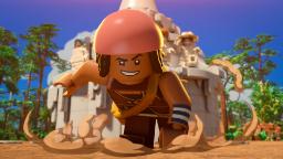 شخصیت لگو (LEGO) وان پیس در حال دویدن در محیط جنگلی