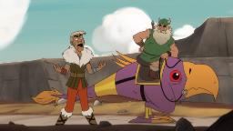 شخصیت‌های انیمیشن Golden Axe (گلدن اکس) در یک محیط بیابانی