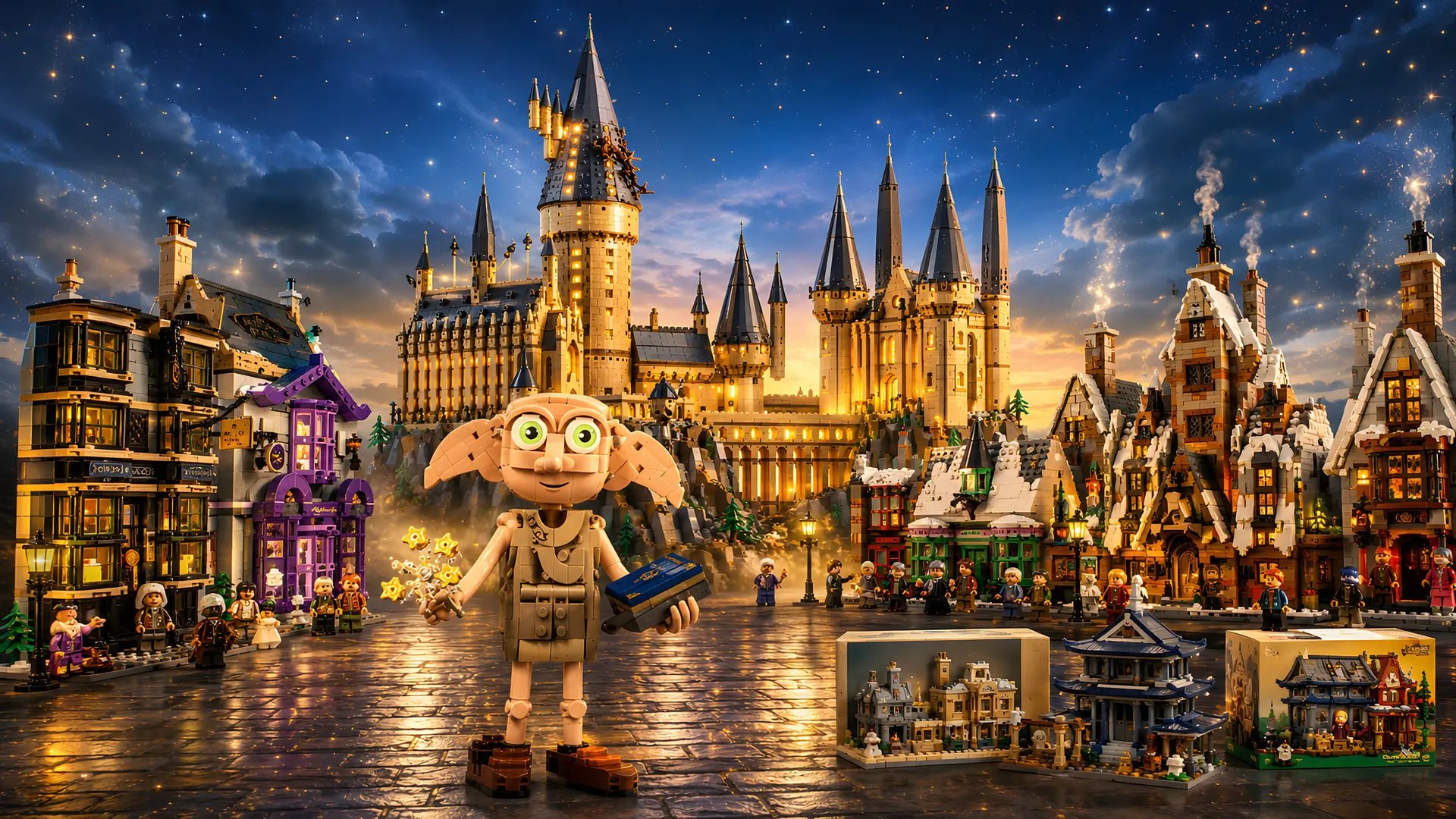 مجموعه لگوهای هری پاتر (Harry Potter) شامل قلعه هاگوارتز و ساختمان‌های هاگوارتز