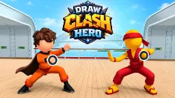 شخصیت‌های کارتونی بازی Draw Clash Hero در حال مبارزه در محیط ساحلی