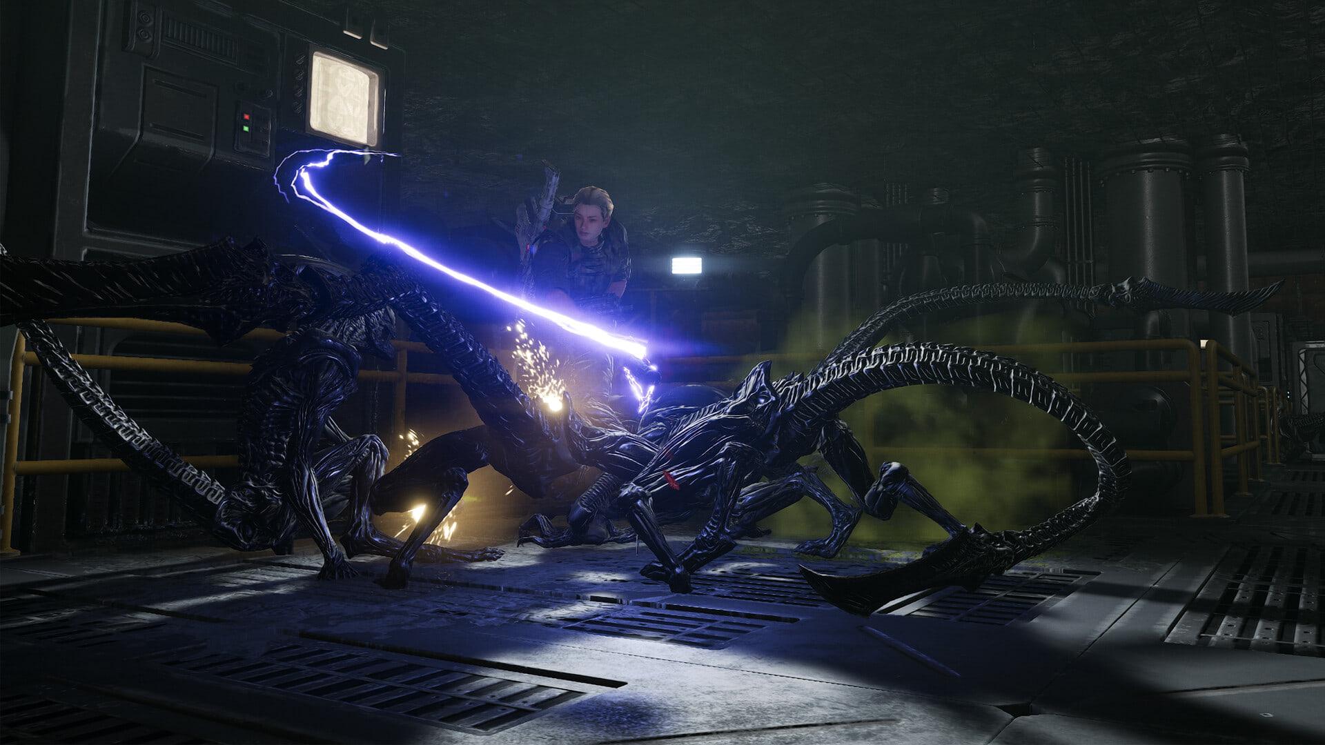 زنومورف‌ها (Xenomorphs) در حال حمله به یک سرباز در بازی Aliens: Fireteam Elite 2