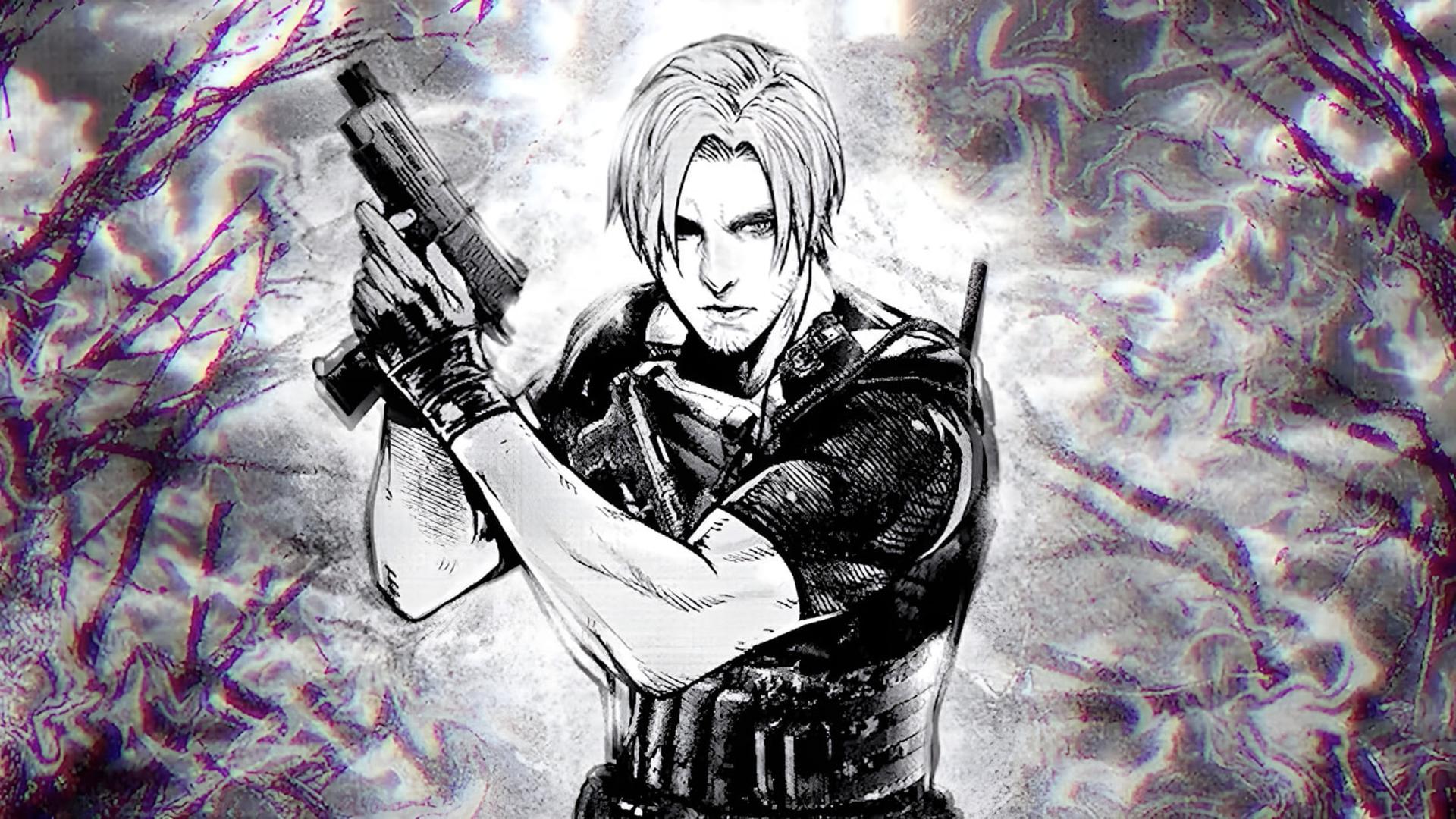 لیان کندی با اسلحه در مانگای Resident Evil: Death Island
