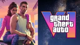 لوگوی Grand Theft Auto VI (GTA 6) در کنار شخصیت‌های بازی