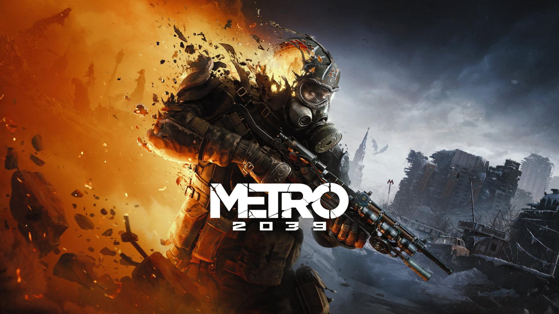 شخصیت بازی Metro 2039 (Metro 2039) با کلاه‌خود و سلاح در محیط ویران‌شده