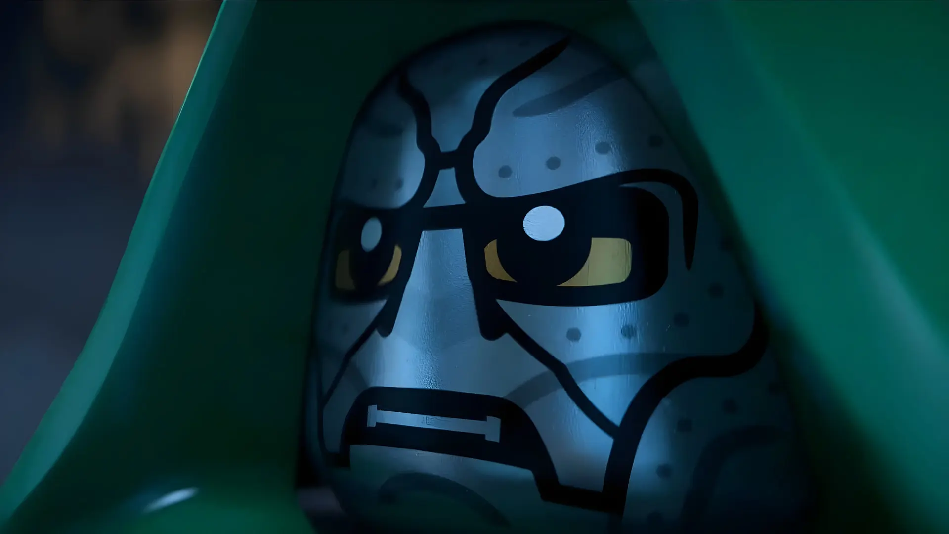 چهره لگو (LEGO) شخصیت دکتر دووم در بازسازی تریلر فیلم Avengers: Doomsday