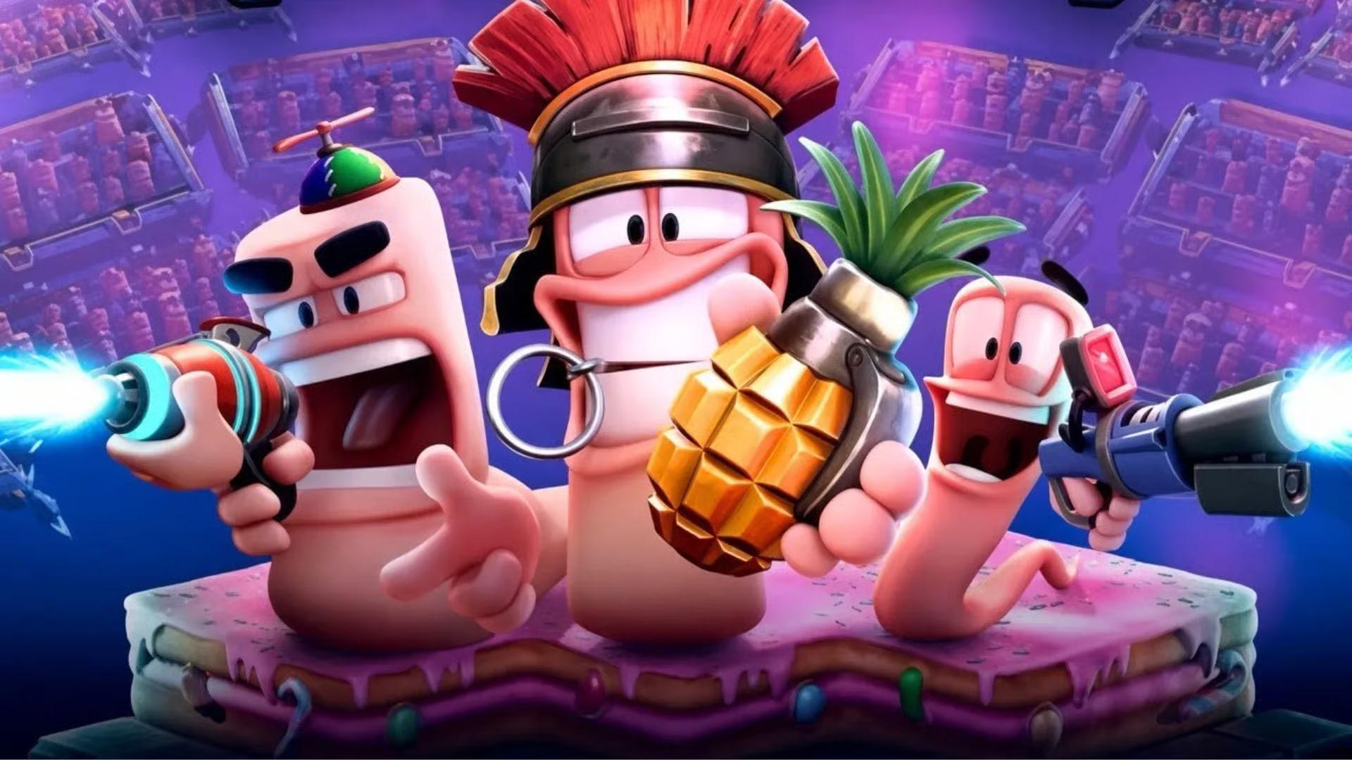 شخصیت‌های کرم‌های بازی Worms Galactic Tactics در حال مبارزه فضایی