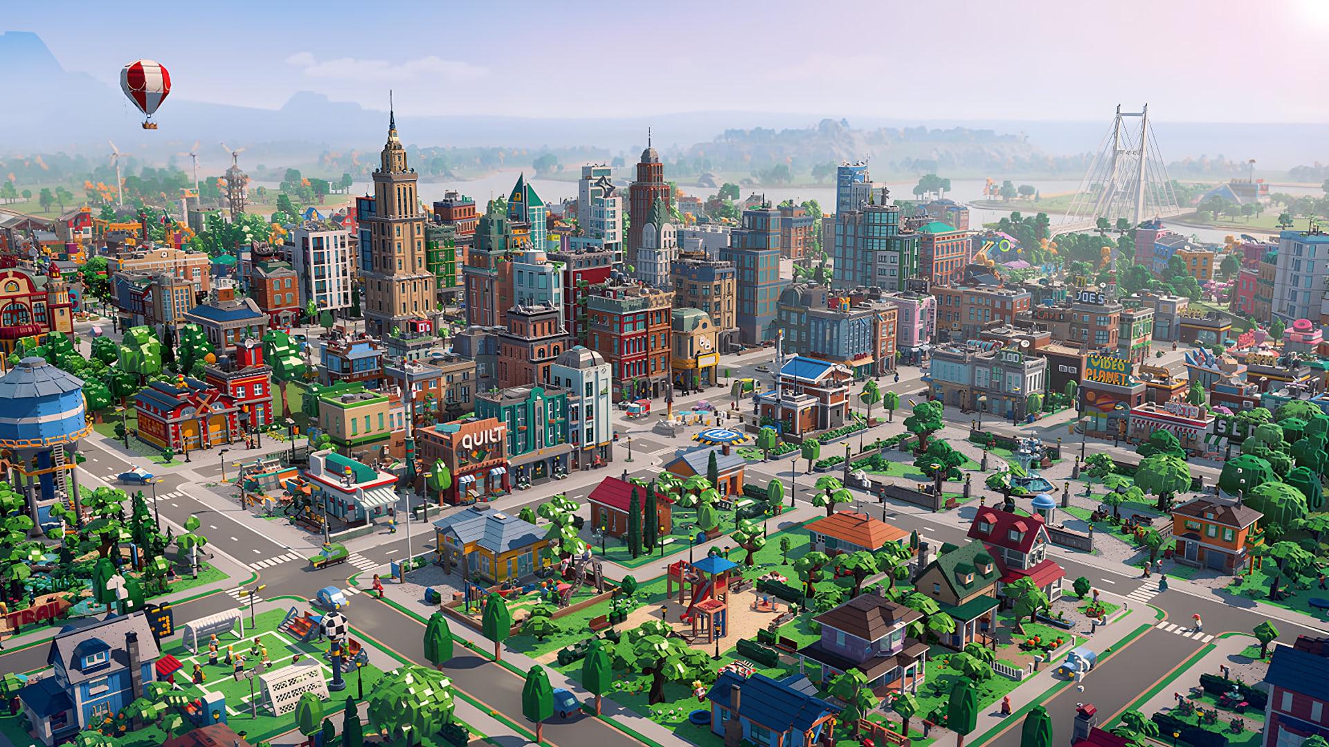 شهرسازی دیجیتال در بازی LEGO Skylines با ساختمان‌های لگویی و خیابان‌های پرتردد