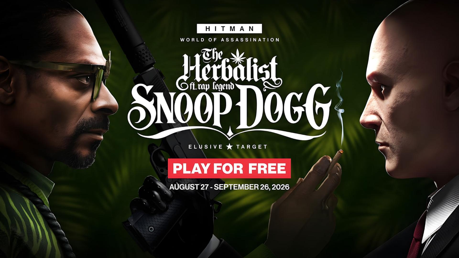 چهره اسنوپ داگ (Snoop Dogg) در مقابل شخصیت اصلی بازی هیتمن