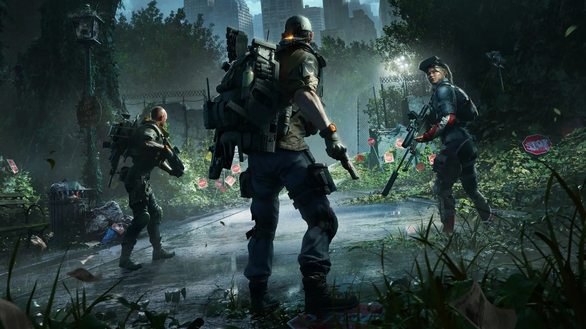شخصیت‌های بازی The Division 2 (The Division 2) در محیط جنگل‌زده شهری