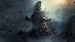 گودزیلا (Godzilla) در میان آوار و دودهای ناشی از تخریب