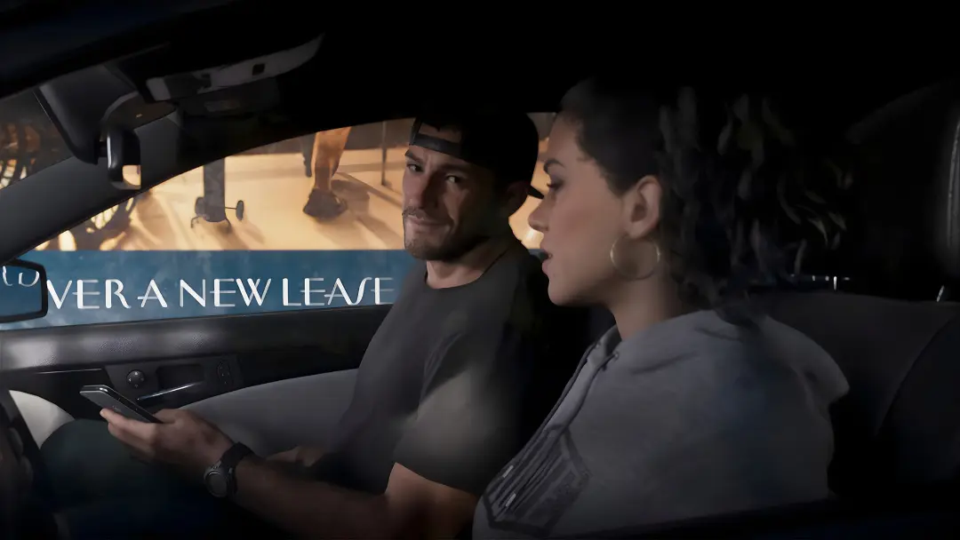 جیسون (Jason) و لوسیا (Lucia) شخصیت‌های بازی GTA 6 در داخل خودرو