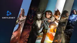 شخصیت‌های مختلف بازی‌های پلتفرم بتل‌نت (Battle.net) در قالب نوارهای رنگی