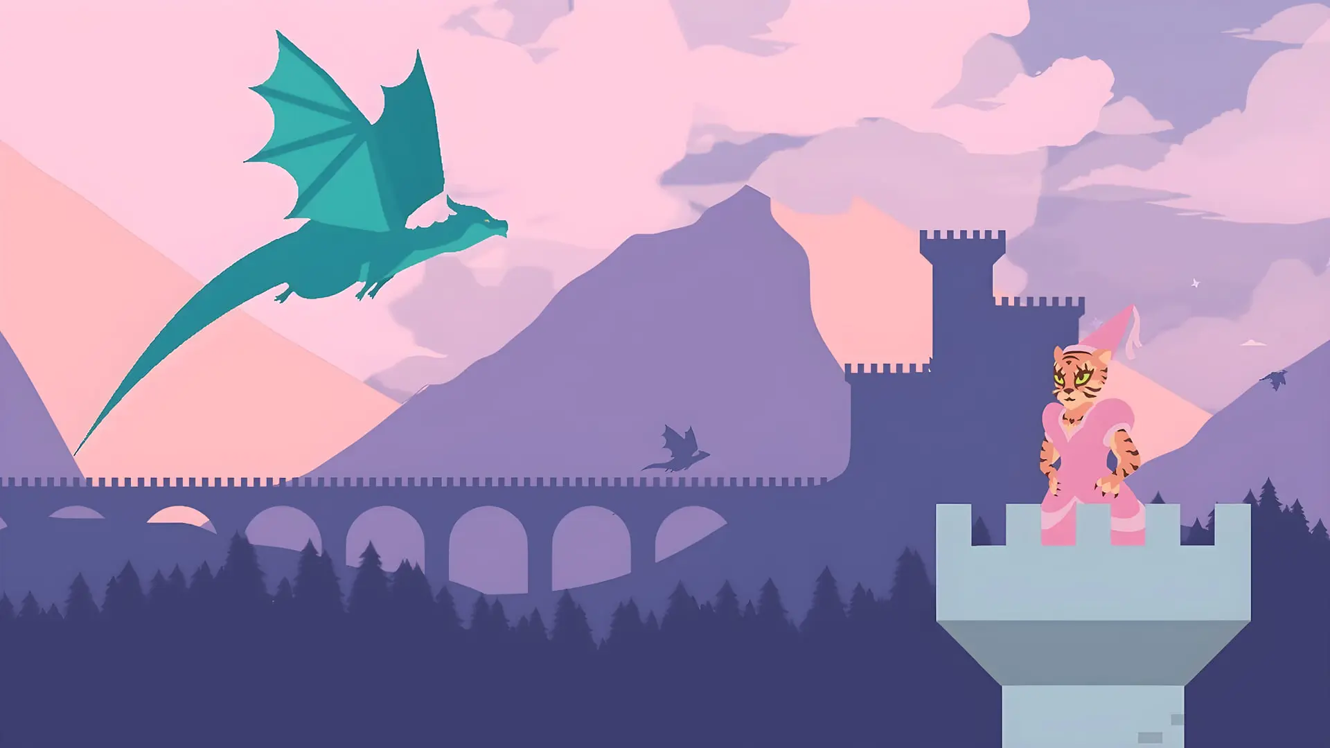 اژدهای سبز (Green Dragon) در حال پرواز در آسمان بازی Flappy Dragon