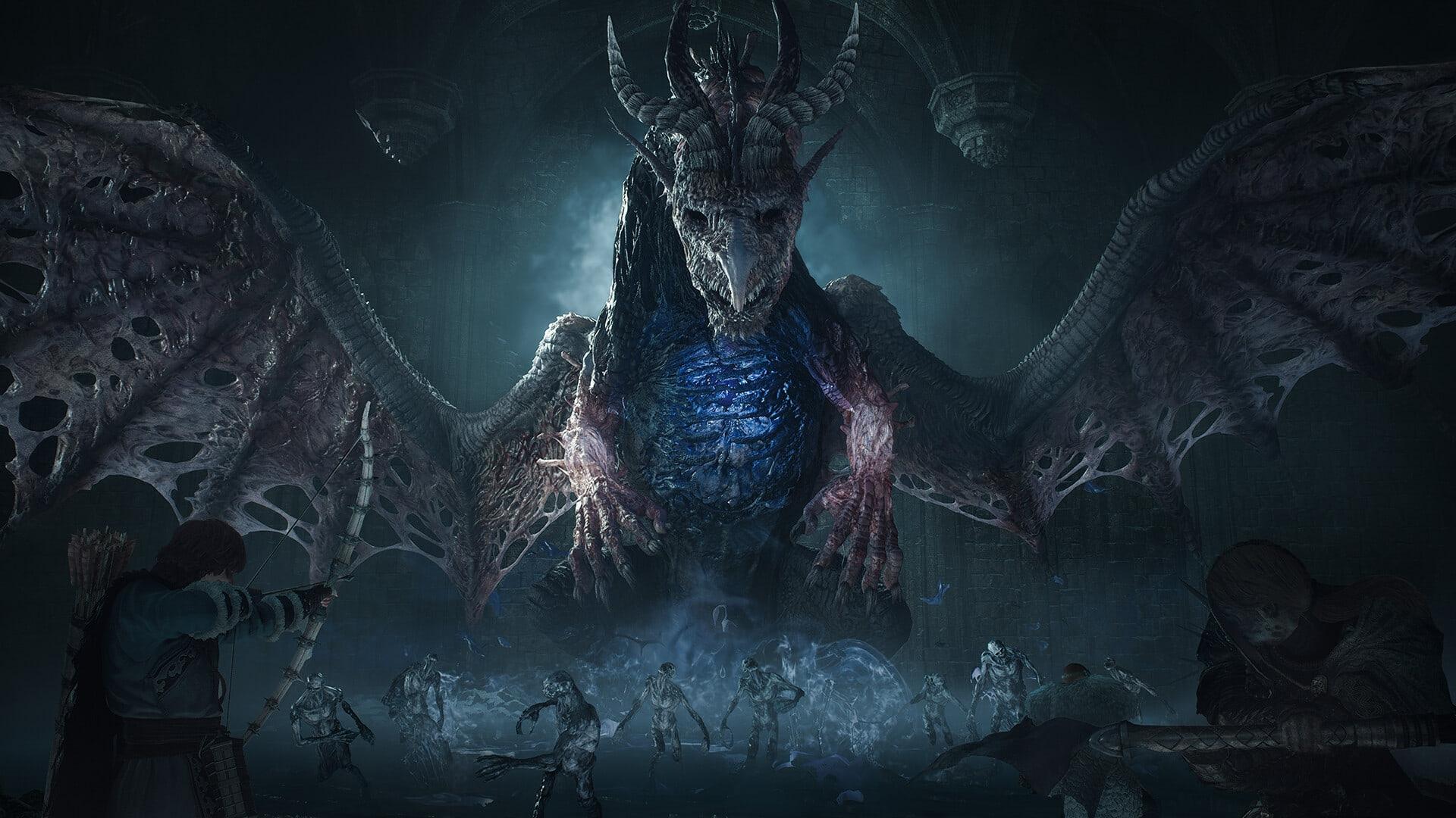 اژدهای عظیم‌الجثه در بازی Dragon's Dogma 2 (Dark Arisen) در میان گروه‌های دشمن