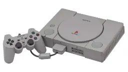 کنسول بازی پلی‌استیشن (PlayStation) به همراه دسته کنترل اصلی آن