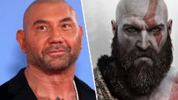 چهره دیو باتیستا (Dave Bautista) در کنار شخصیت کریتوس (Kratos) از بازی خدای جنگ