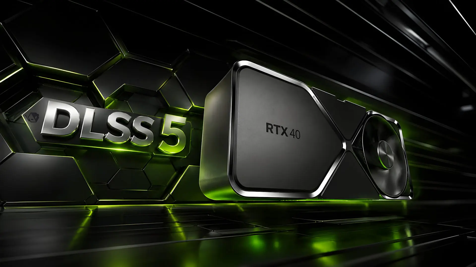 کارت گرافیک انویدیا (NVIDIA) سری RTX 40 در کنار لوگوی DLSS 5