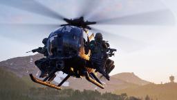 هلیکوپتر بازی Wardogs با سربازان مسلح در حال پرواز بر فراز کوه‌ها